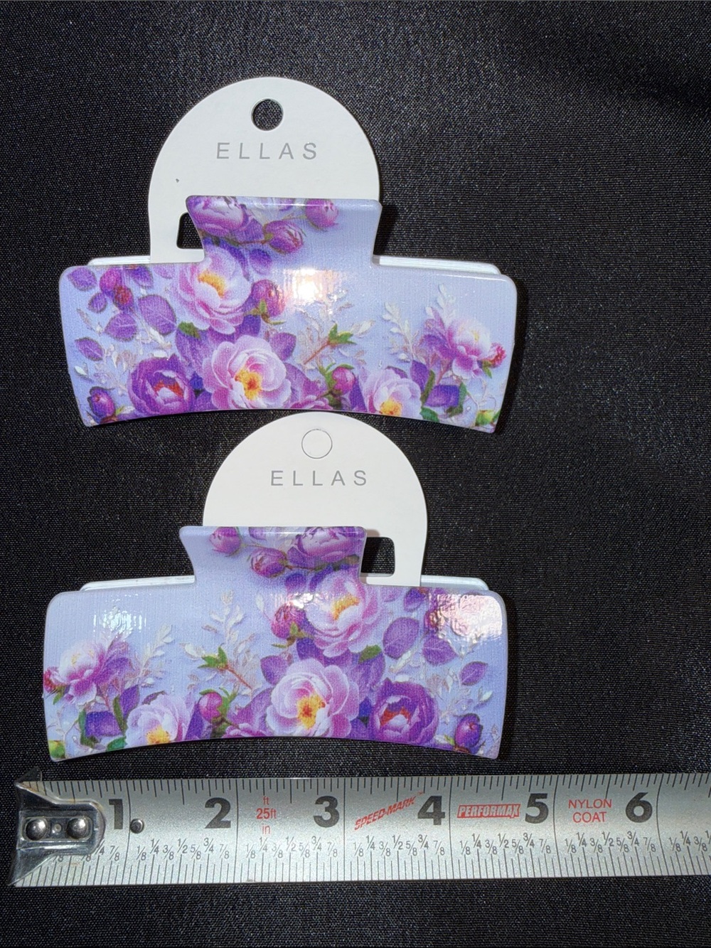 Ella Purple Floral Hair Claw Clips - Lavender & Pink Accents